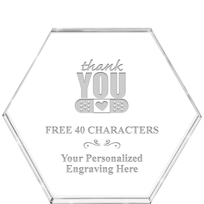 4"HEXAGON CRYSTAL PAPERWEIGHT