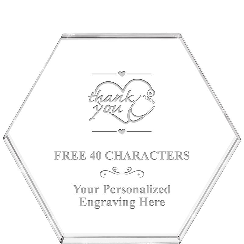 4"HEXAGON CRYSTAL PAPERWEIGHT