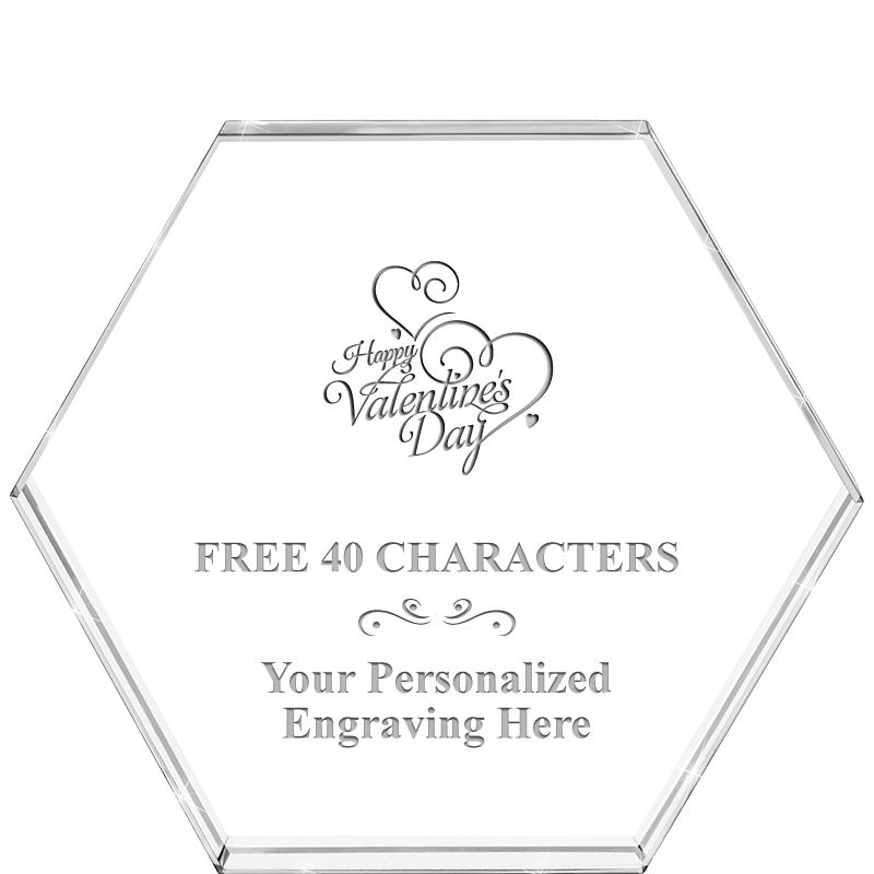 4"HEXAGON CRYSTAL PAPERWEIGHT