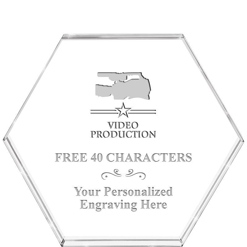 4"HEXAGON CRYSTAL PAPERWEIGHT