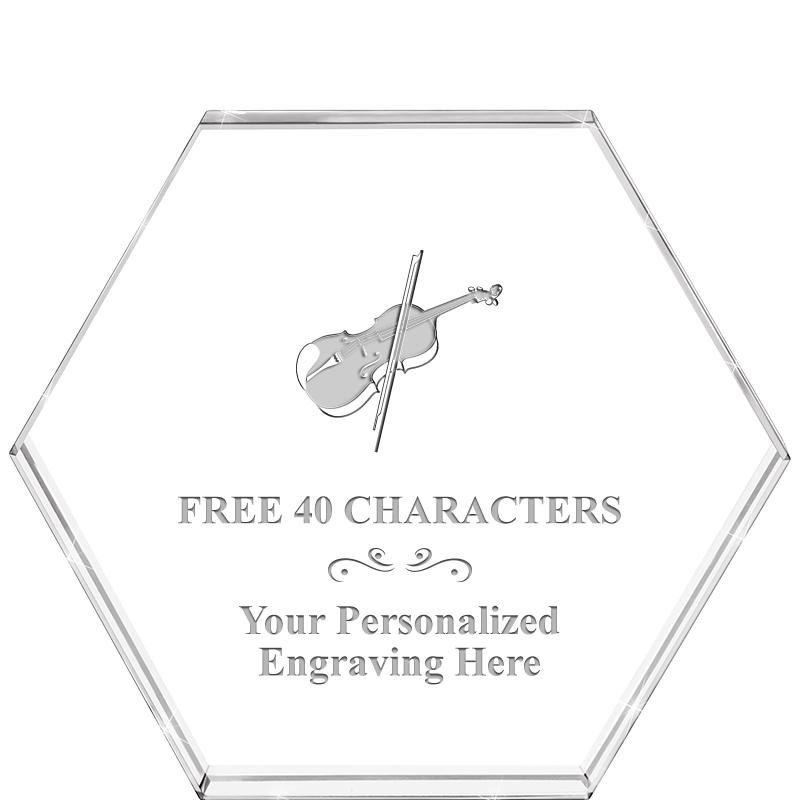 4"HEXAGON CRYSTAL PAPERWEIGHT