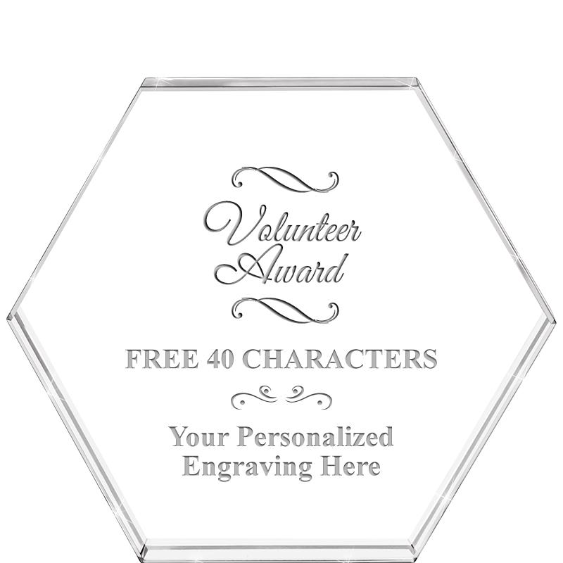 4"HEXAGON CRYSTAL PAPERWEIGHT