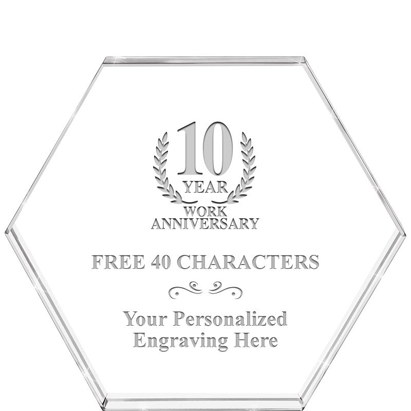 4"HEXAGON CRYSTAL PAPERWEIGHT