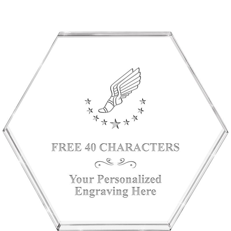 4"HEXAGON CRYSTAL PAPERWEIGHT