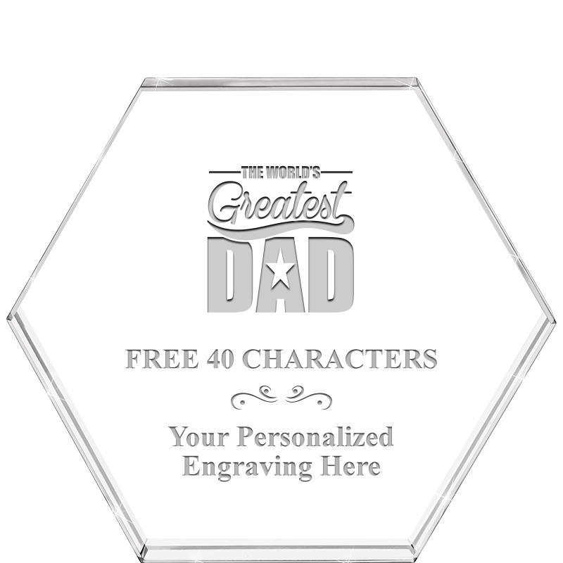 4"HEXAGON CRYSTAL PAPERWEIGHT