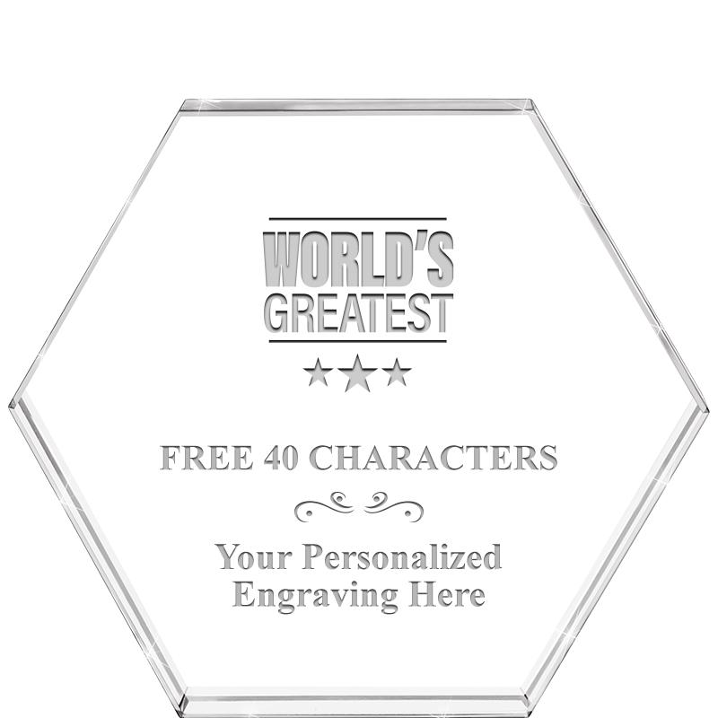 4"HEXAGON CRYSTAL PAPERWEIGHT