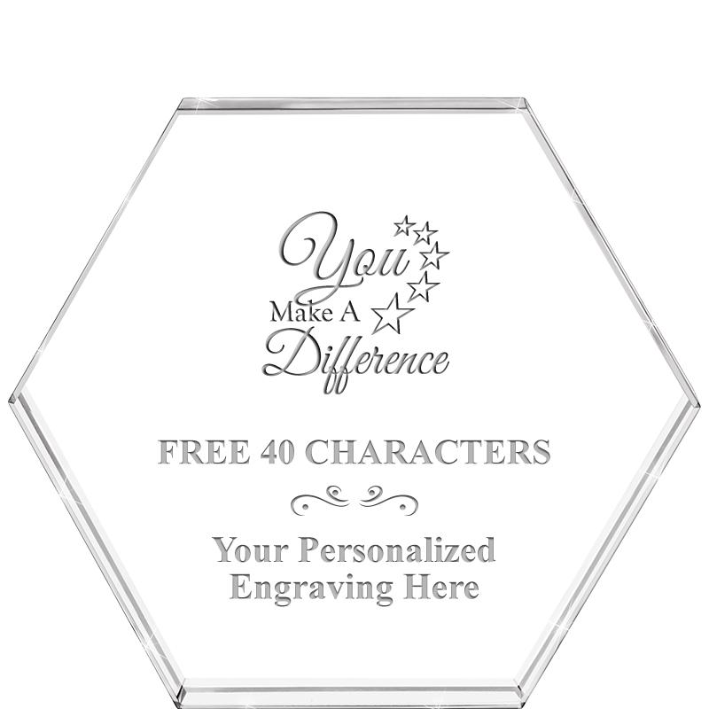 4"HEXAGON CRYSTAL PAPERWEIGHT