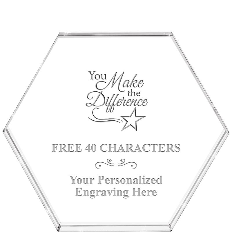 4"HEXAGON CRYSTAL PAPERWEIGHT