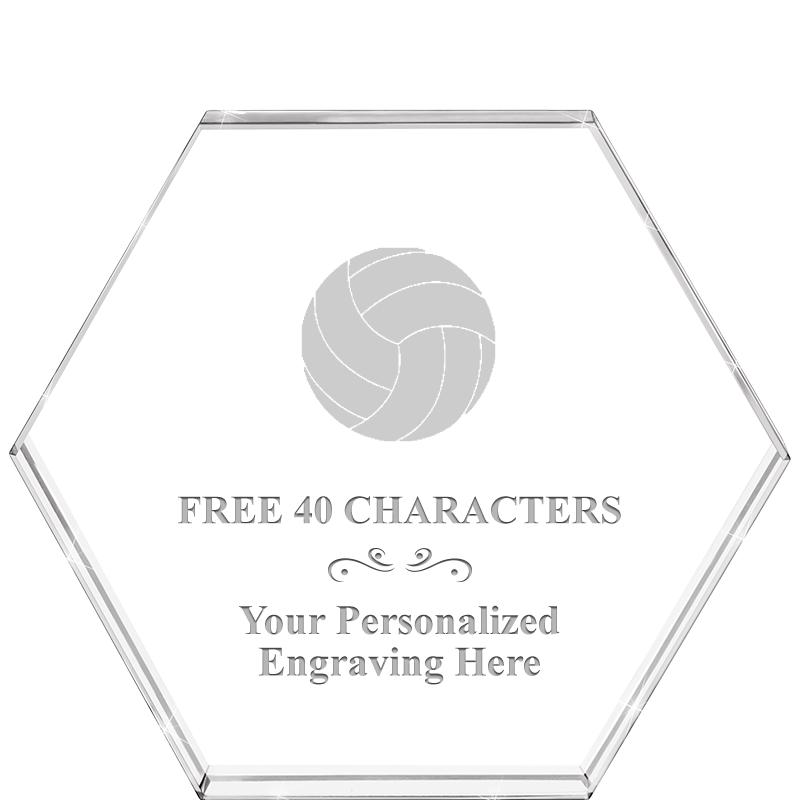 4"HEXAGON CRYSTAL PAPERWEIGHT