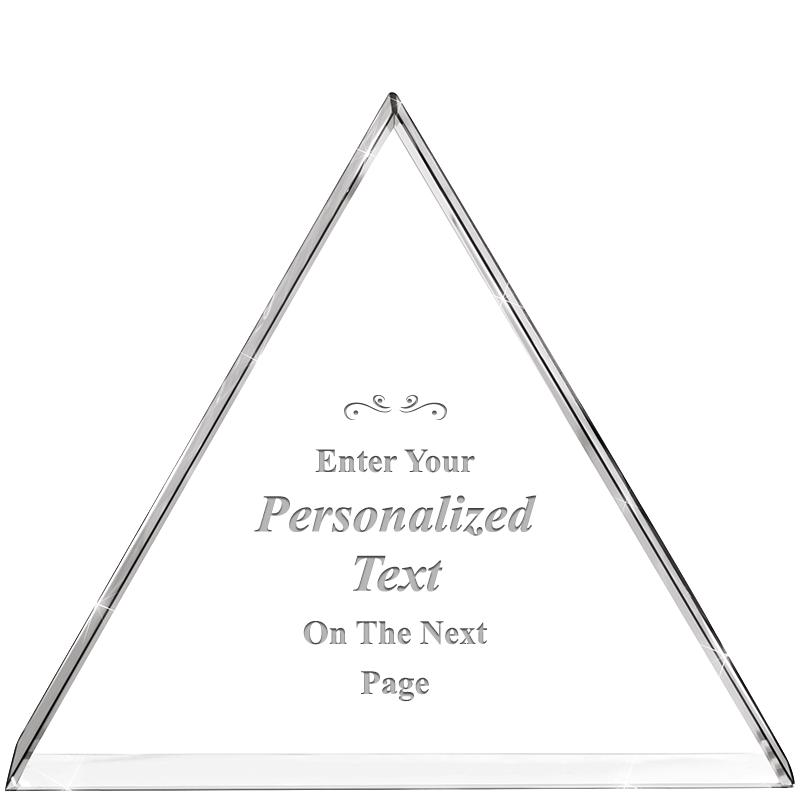 4"TRIANGLE CRYSTAL PAPERWEIGHT