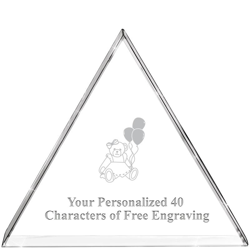 4"TRIANGLE CRYSTAL PAPERWEIGHT