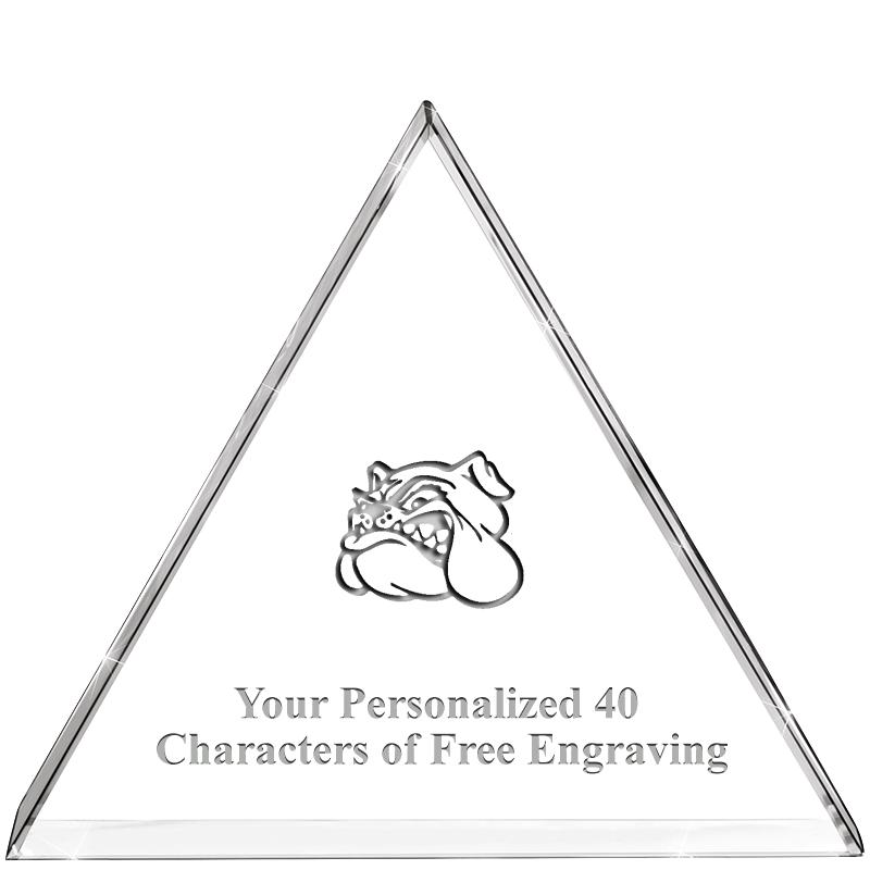 4"TRIANGLE CRYSTAL PAPERWEIGHT