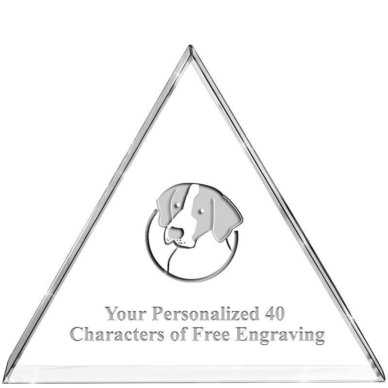 4"TRIANGLE CRYSTAL PAPERWEIGHT