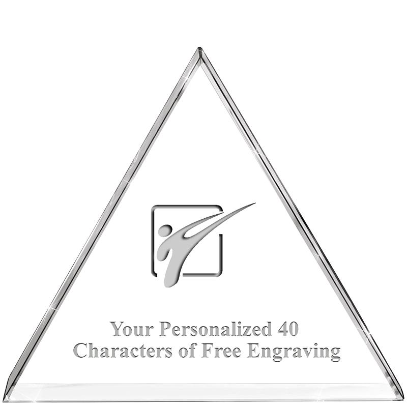 4"TRIANGLE CRYSTAL PAPERWEIGHT