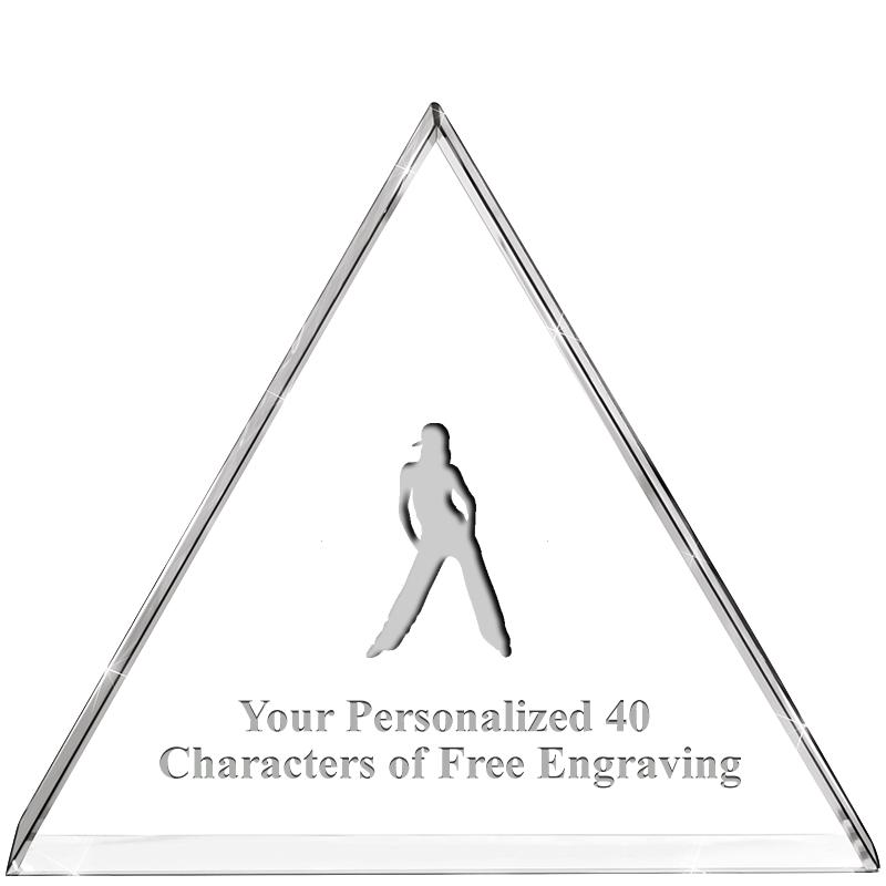 4"TRIANGLE CRYSTAL PAPERWEIGHT