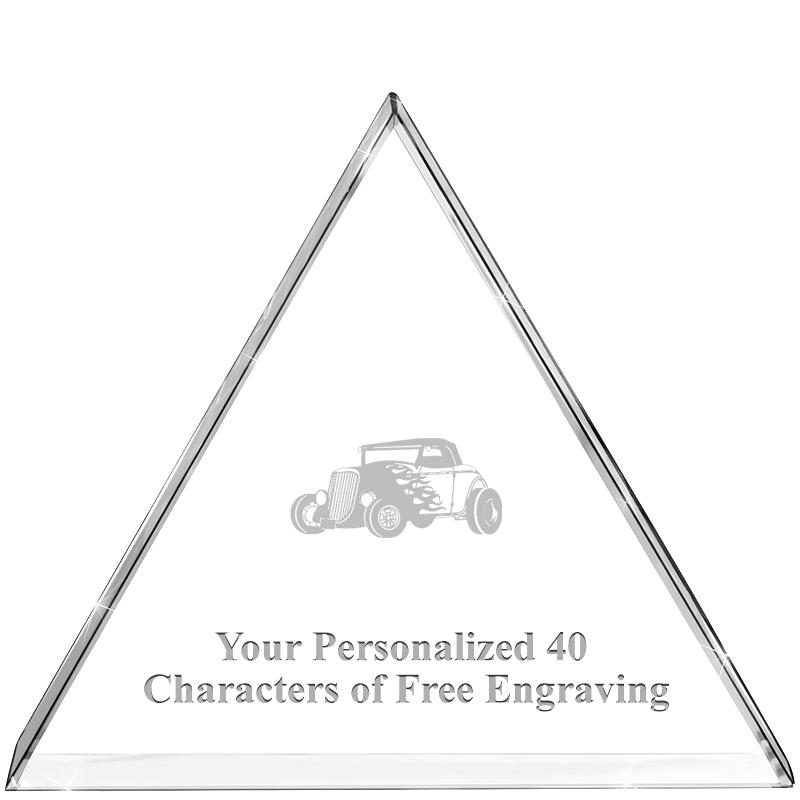 4"TRIANGLE CRYSTAL PAPERWEIGHT