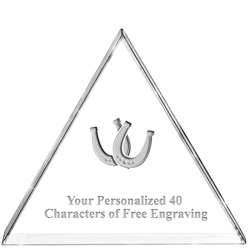 4"TRIANGLE CRYSTAL PAPERWEIGHT