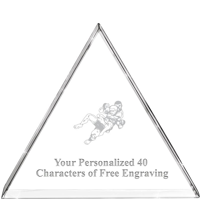 4"TRIANGLE CRYSTAL PAPERWEIGHT