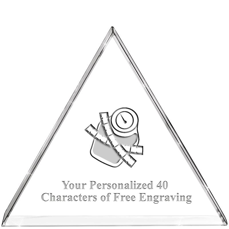 4"TRIANGLE CRYSTAL PAPERWEIGHT