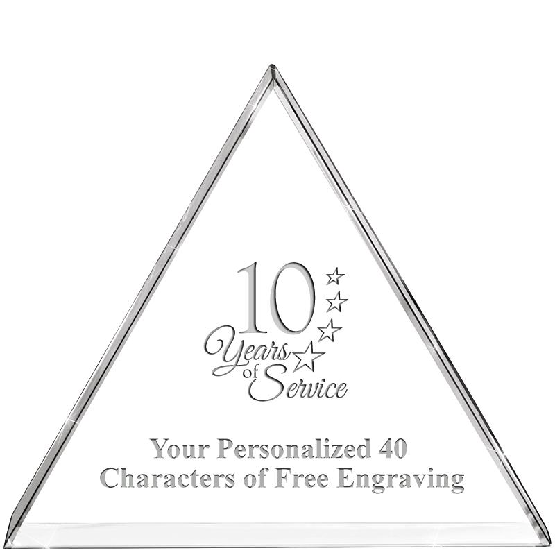 4"TRIANGLE CRYSTAL PAPERWEIGHT