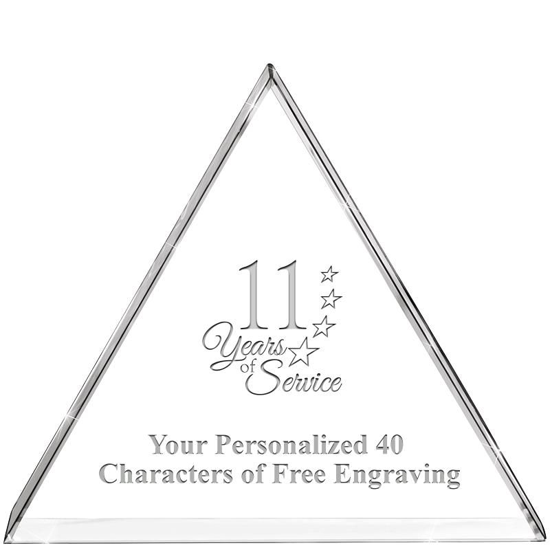 4"TRIANGLE CRYSTAL PAPERWEIGHT