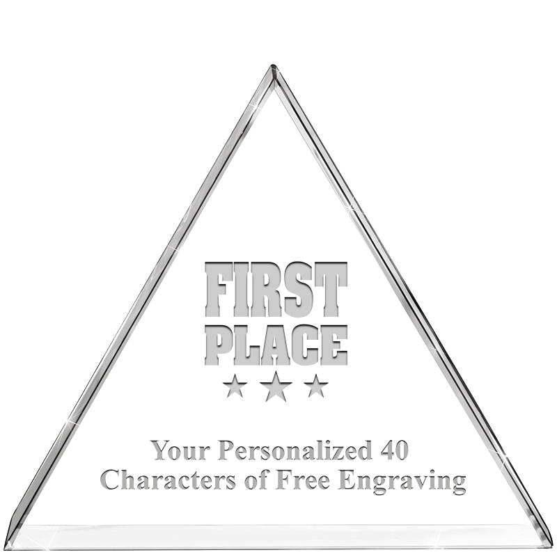 4"TRIANGLE CRYSTAL PAPERWEIGHT