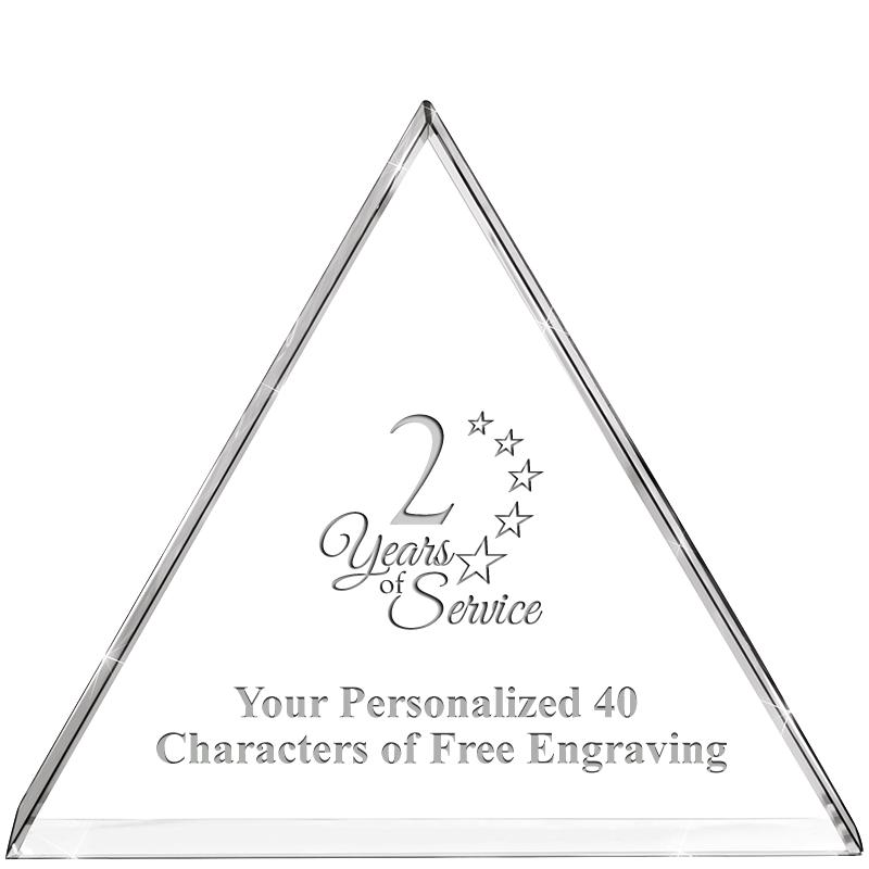 4"TRIANGLE CRYSTAL PAPERWEIGHT