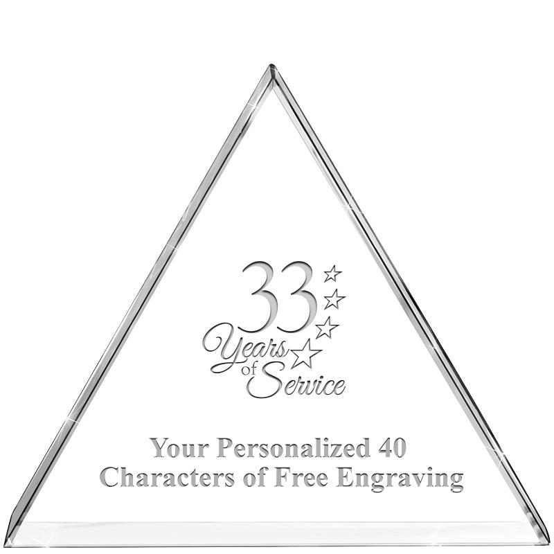 4"TRIANGLE CRYSTAL PAPERWEIGHT