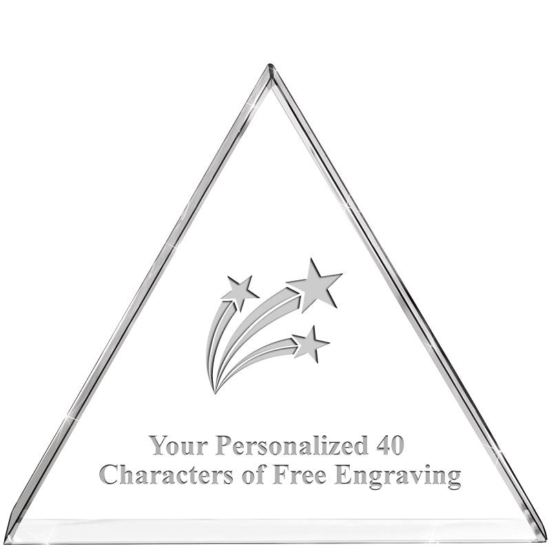 4"TRIANGLE CRYSTAL PAPERWEIGHT