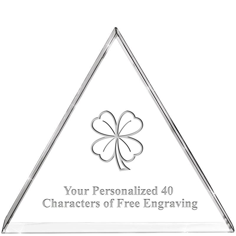 4"TRIANGLE CRYSTAL PAPERWEIGHT