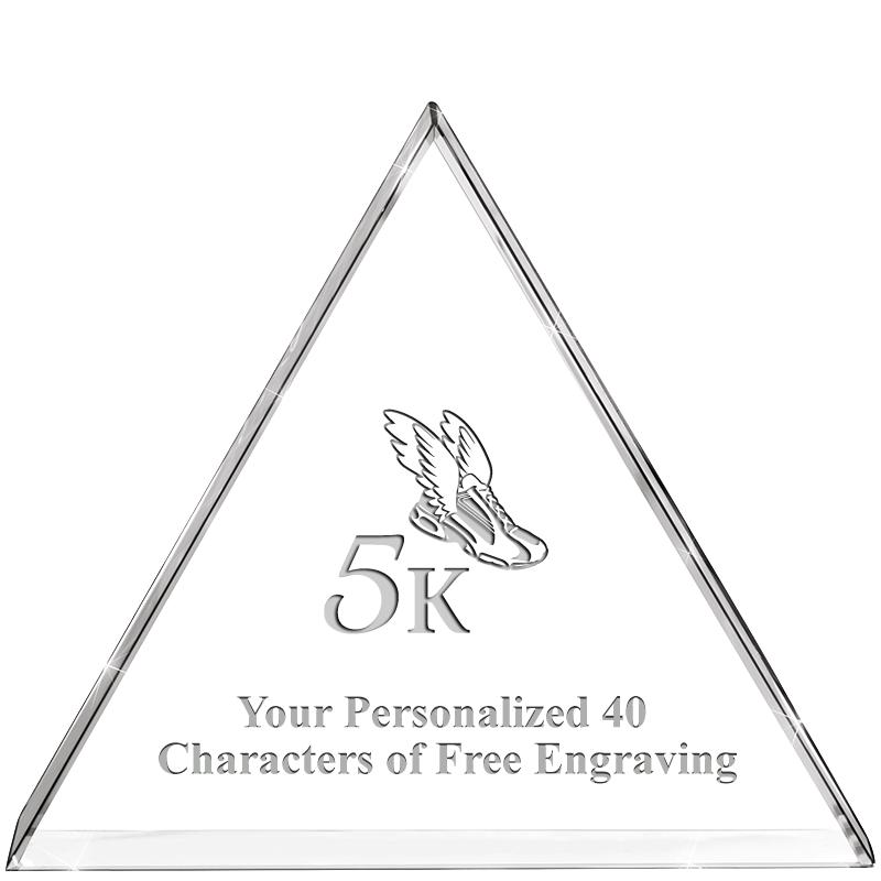 4"TRIANGLE CRYSTAL PAPERWEIGHT