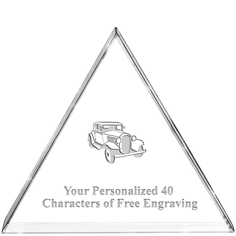 4"TRIANGLE CRYSTAL PAPERWEIGHT