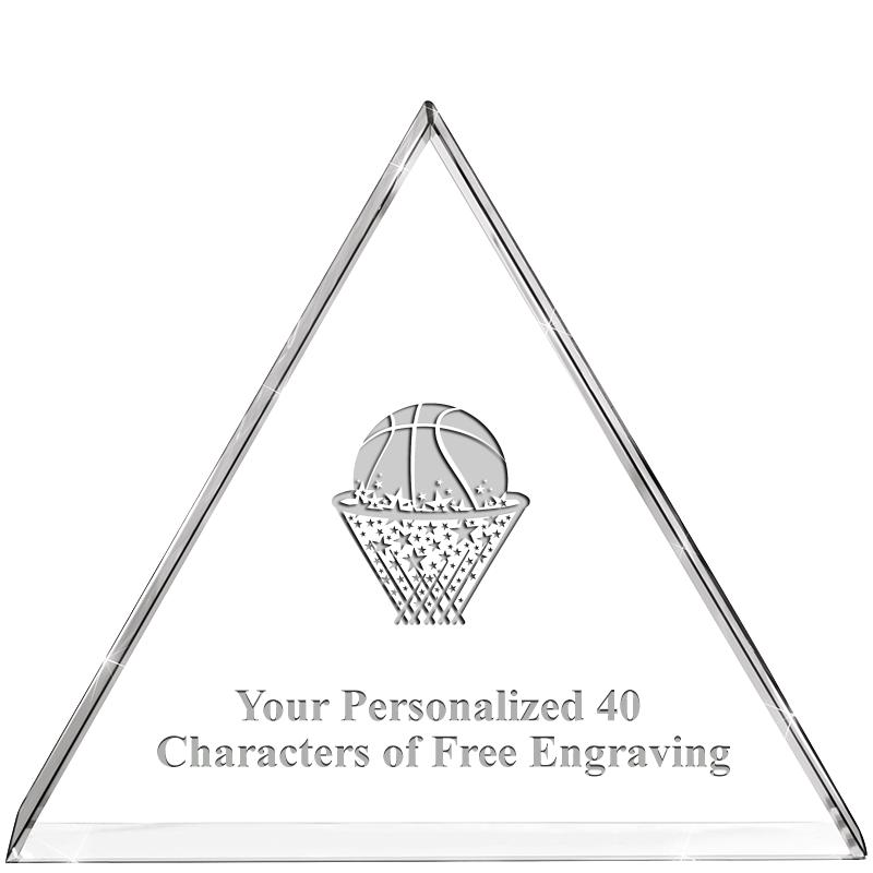 4"TRIANGLE CRYSTAL PAPERWEIGHT