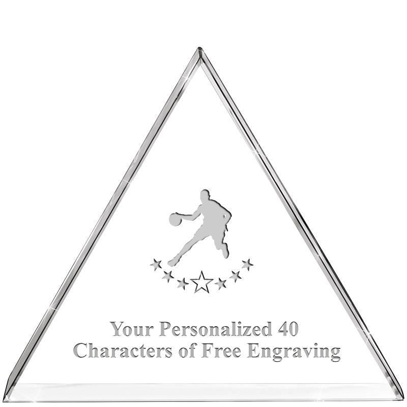 4"TRIANGLE CRYSTAL PAPERWEIGHT