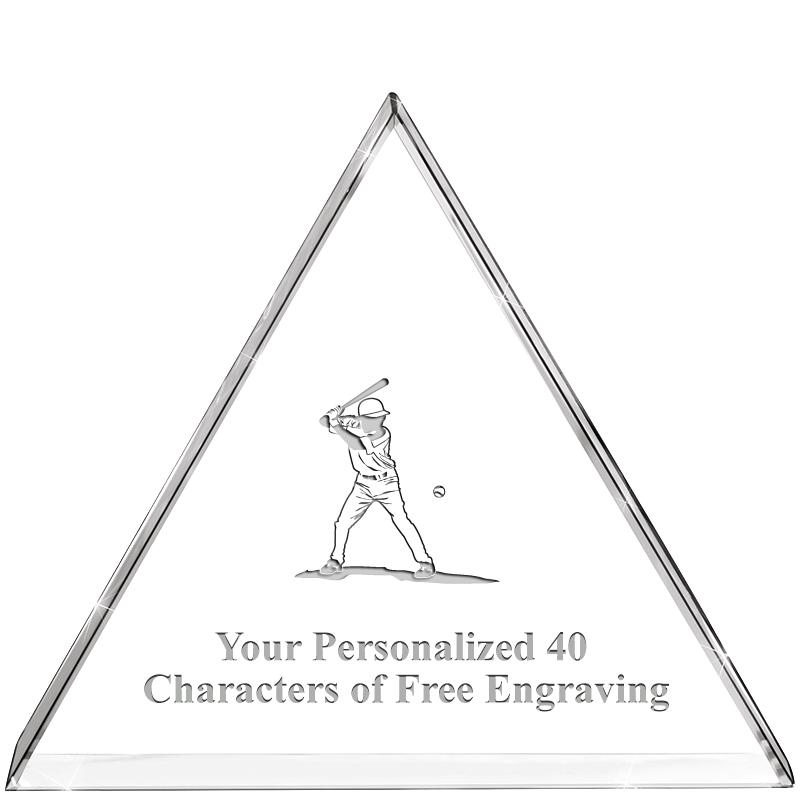 4"TRIANGLE CRYSTAL PAPERWEIGHT