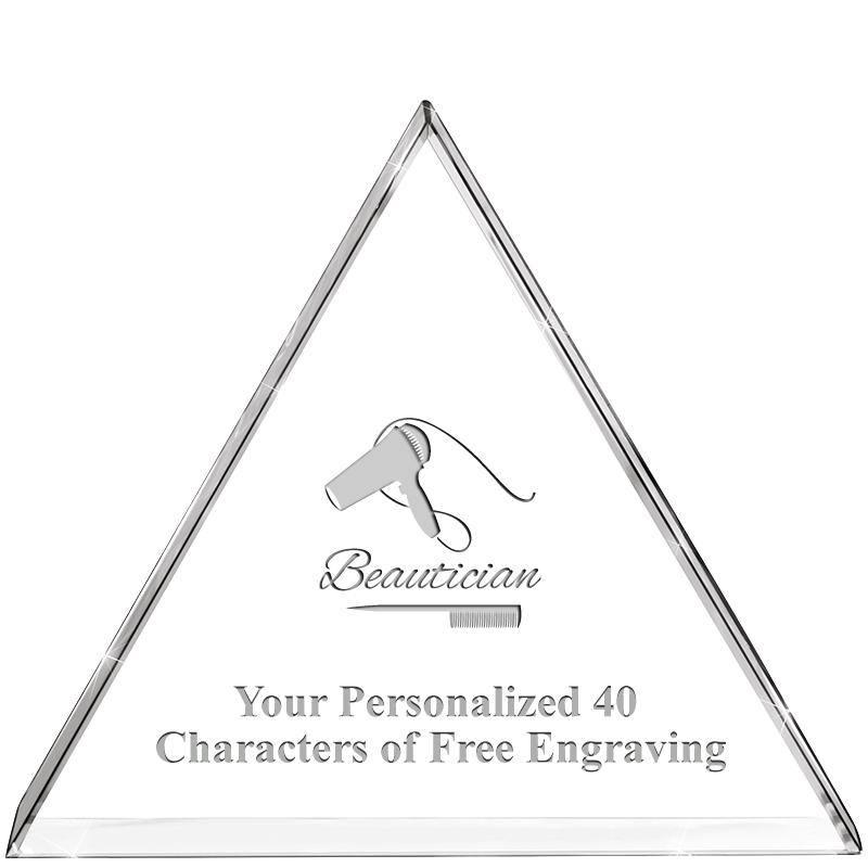 4"TRIANGLE CRYSTAL PAPERWEIGHT