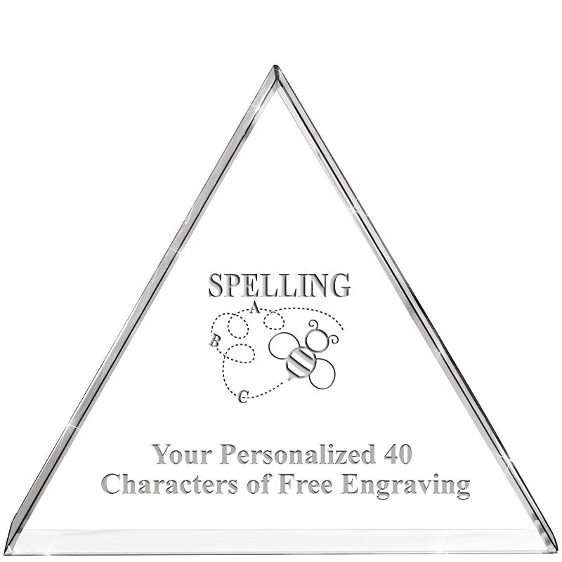 4"TRIANGLE CRYSTAL PAPERWEIGHT