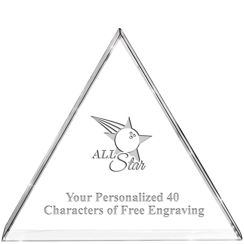 4"TRIANGLE CRYSTAL PAPERWEIGHT