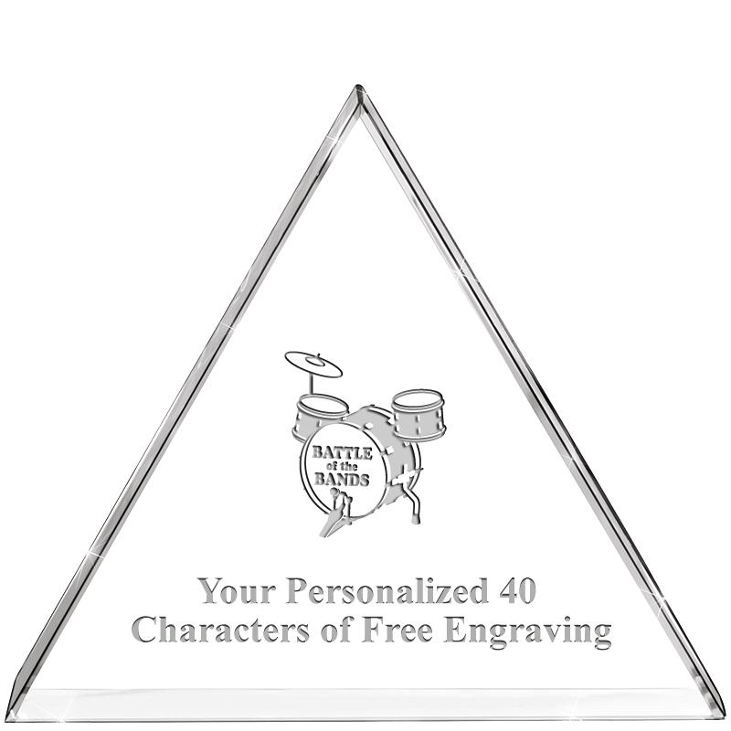 4"TRIANGLE CRYSTAL PAPERWEIGHT