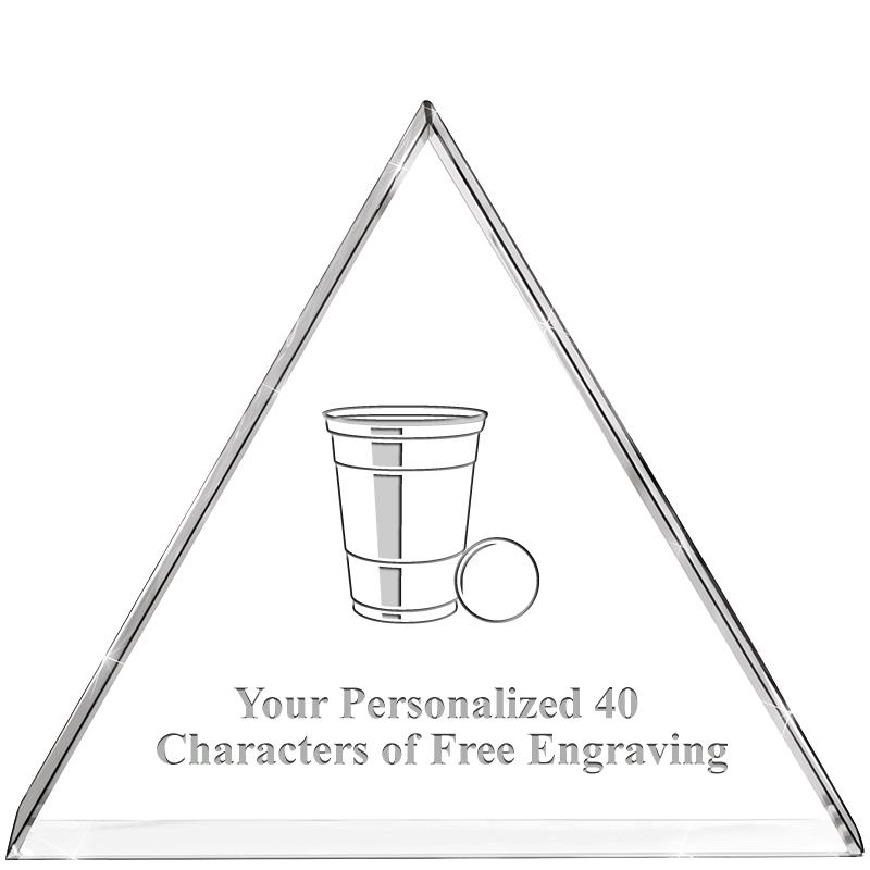 4"TRIANGLE CRYSTAL PAPERWEIGHT