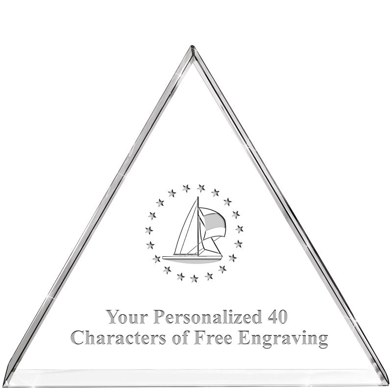 4"TRIANGLE CRYSTAL PAPERWEIGHT