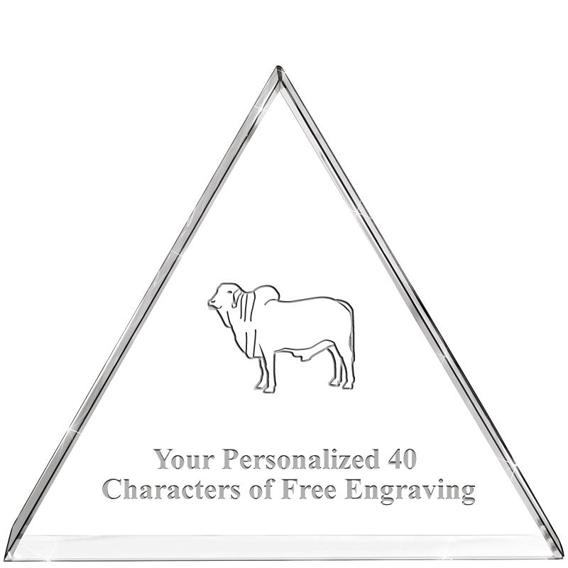 4"TRIANGLE CRYSTAL PAPERWEIGHT