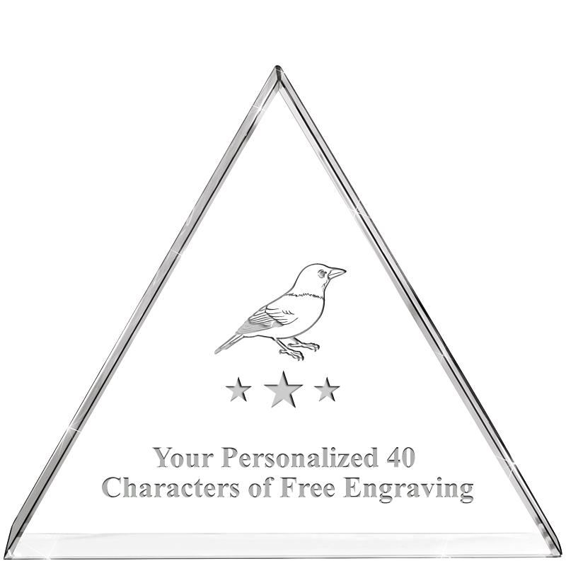 4"TRIANGLE CRYSTAL PAPERWEIGHT