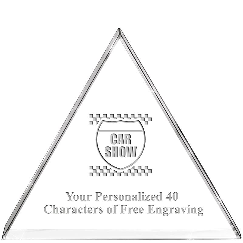 4"TRIANGLE CRYSTAL PAPERWEIGHT