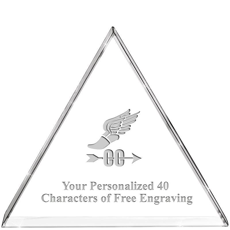 4"TRIANGLE CRYSTAL PAPERWEIGHT