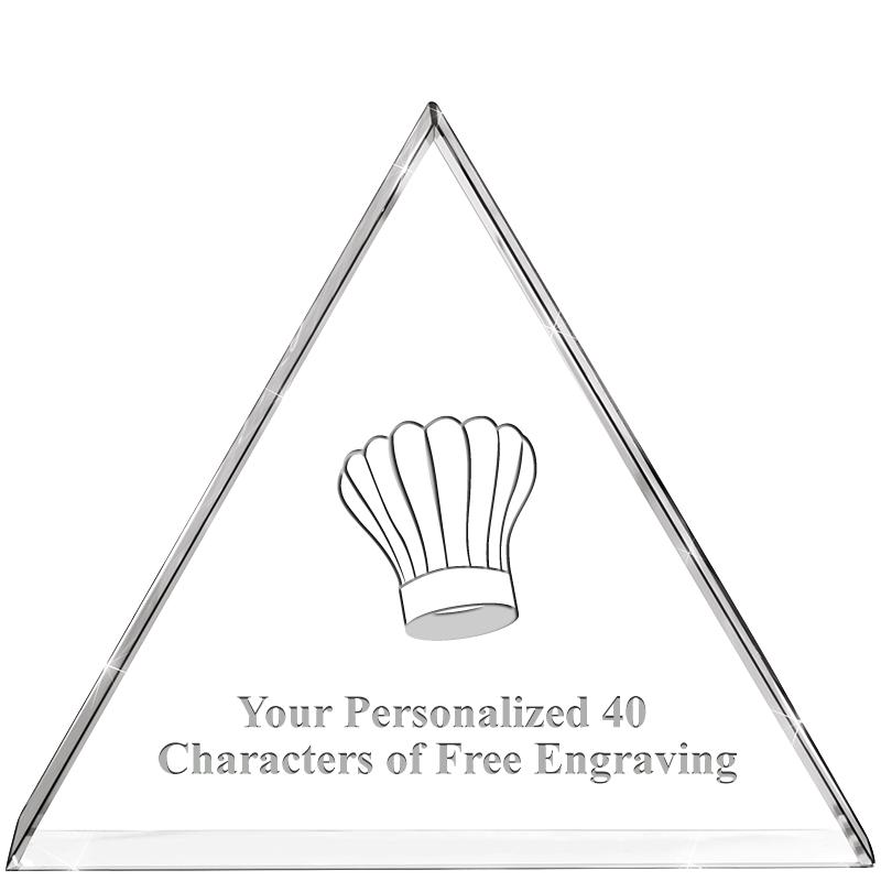 4"TRIANGLE CRYSTAL PAPERWEIGHT