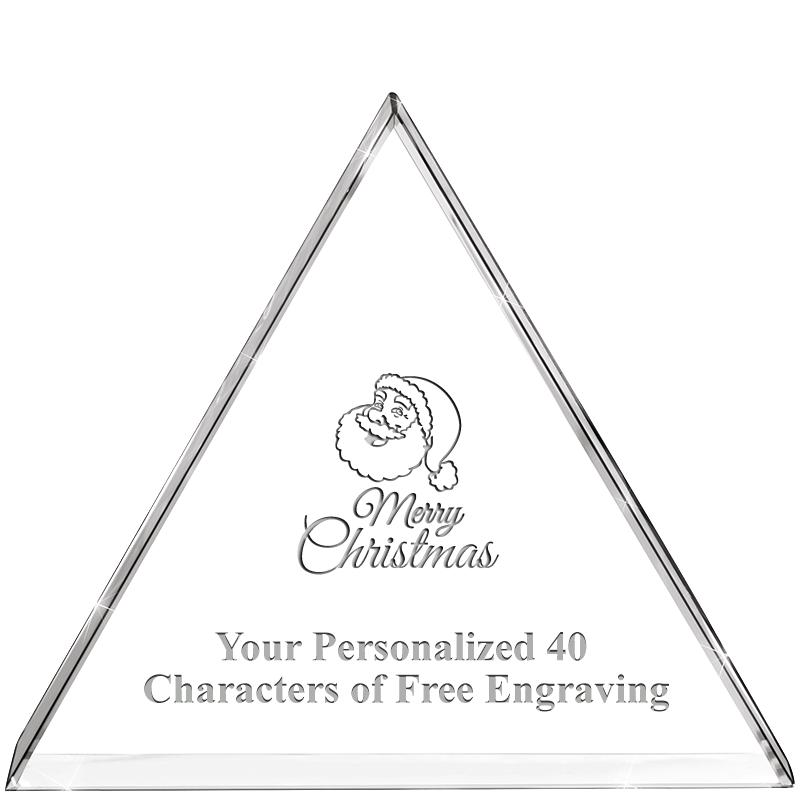 4"TRIANGLE CRYSTAL PAPERWEIGHT