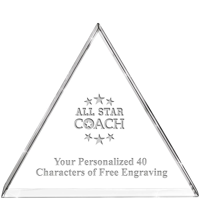 4"TRIANGLE CRYSTAL PAPERWEIGHT