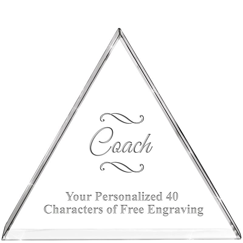 4"TRIANGLE CRYSTAL PAPERWEIGHT