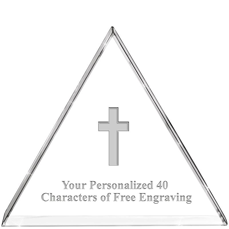 4"TRIANGLE CRYSTAL PAPERWEIGHT